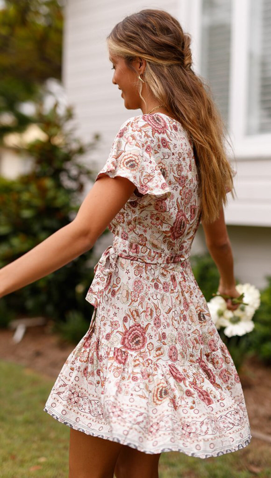 Women Summer Printed Vacation Ruffled A Line Short Dress - Image 7