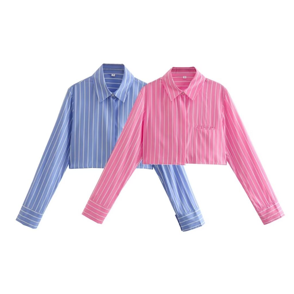 Two Color Striped Short Shirt - Image 2
