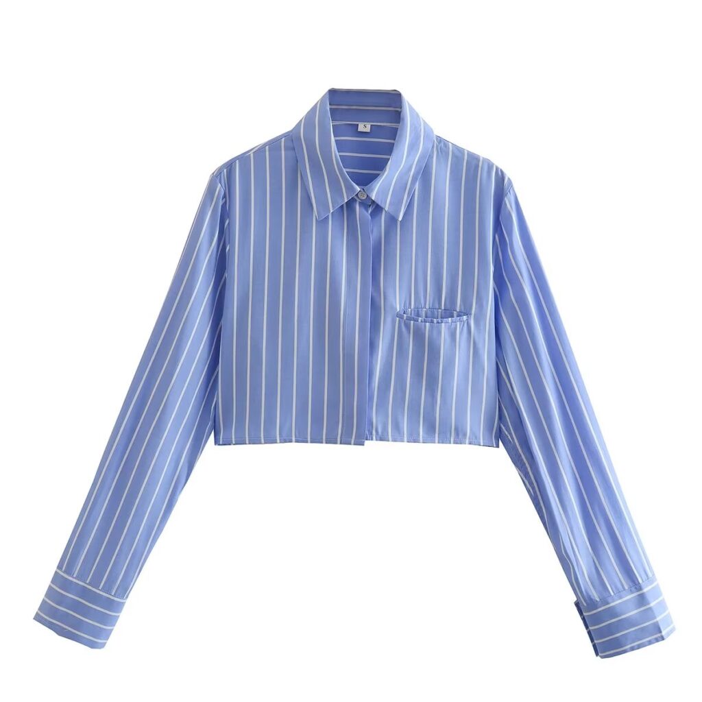 Two Color Striped Short Shirt - Image 3