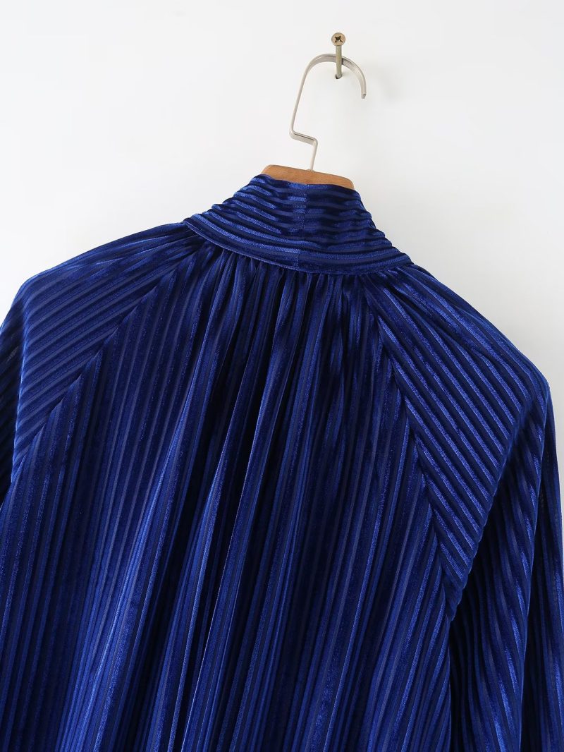 Shirt Women Clothing Autumn Niche Bowknot Ribbon Office Office Bishop Sleeves Top - Image 9