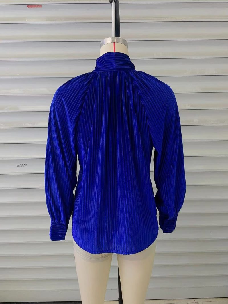 Shirt Women Clothing Autumn Niche Bowknot Ribbon Office Office Bishop Sleeves Top - Image 11