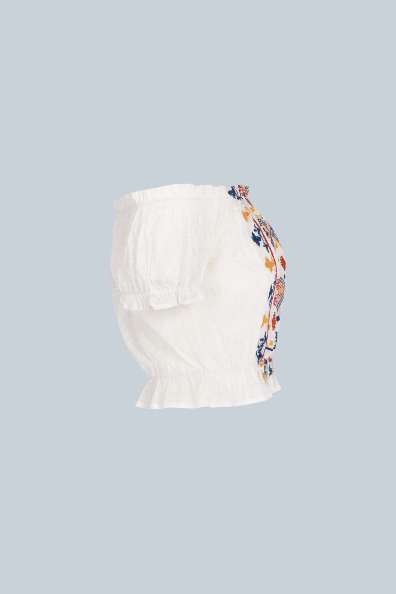 Women  New Embroidered Small Flowers Cute Flying Sleeve Short Sleeve T Shirt Nifty Lace Square Collar Slim Slim Short Jacket - Image 2