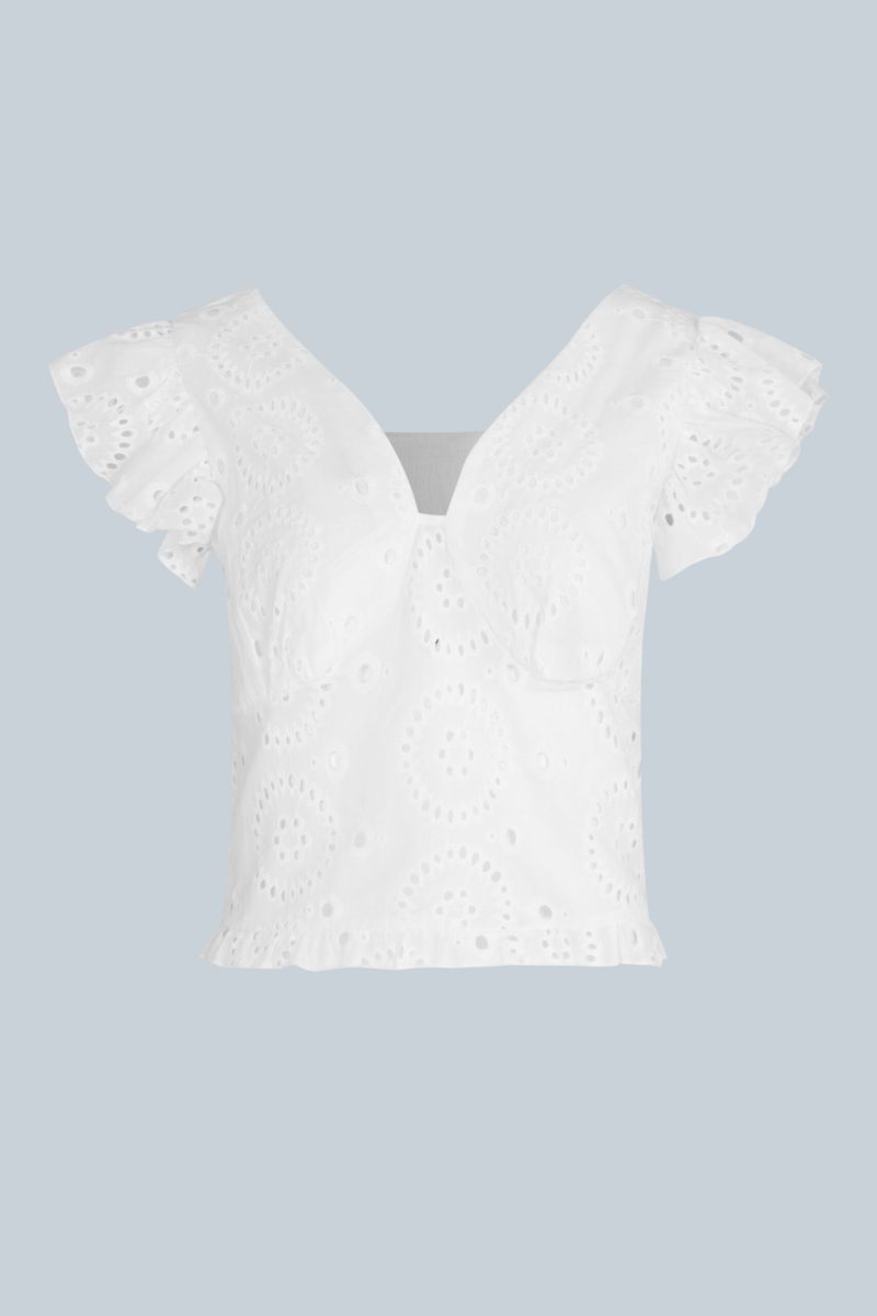 Women New French Embroidery Solid Color Elegant Temperament Short Blouses