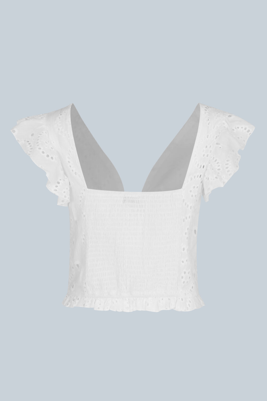Women New French Embroidery Solid Color Elegant Temperament Short Blouses - Image 3