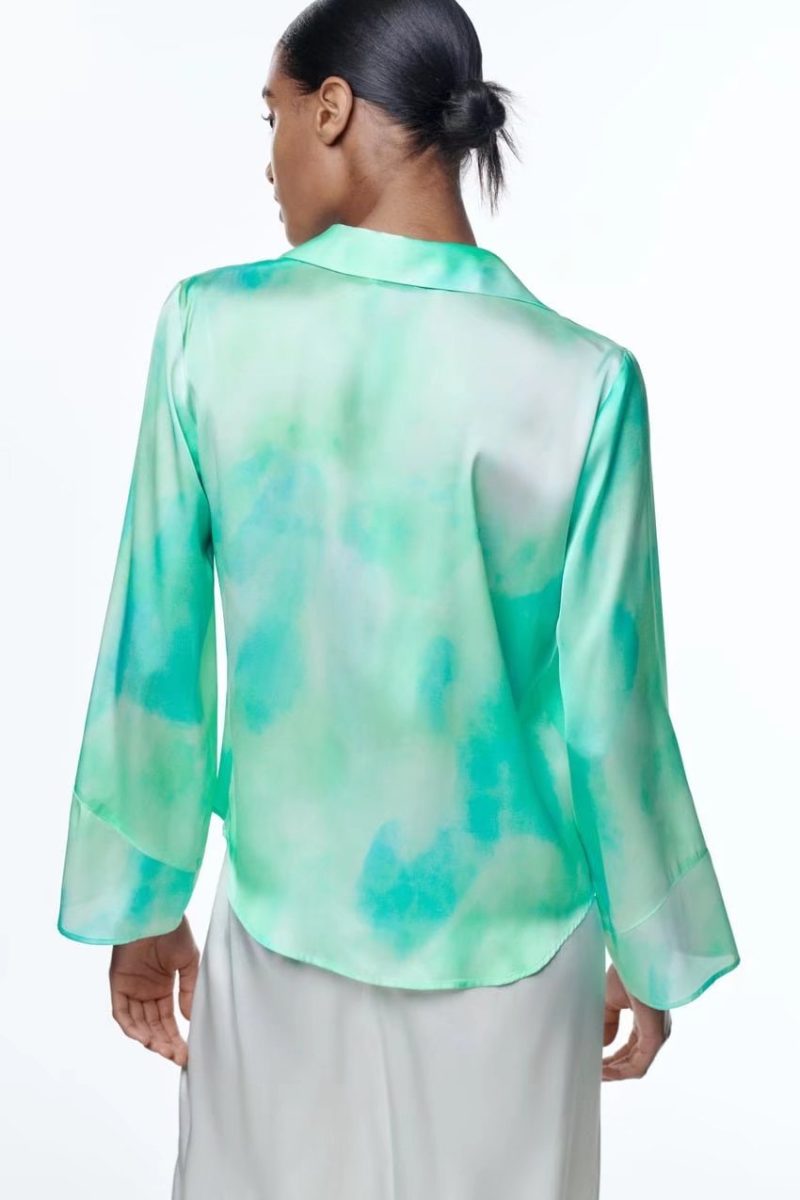 Summer Women Clothing Slimming Tie Dyed Loose Draping Shirt for Women - Image 2