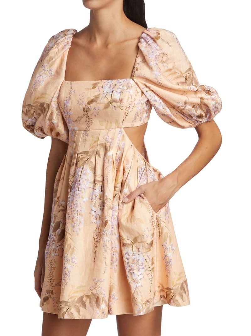 Early Spring Holiday Backless Bow Elastic Waist Floral Dress for Women - Image 2