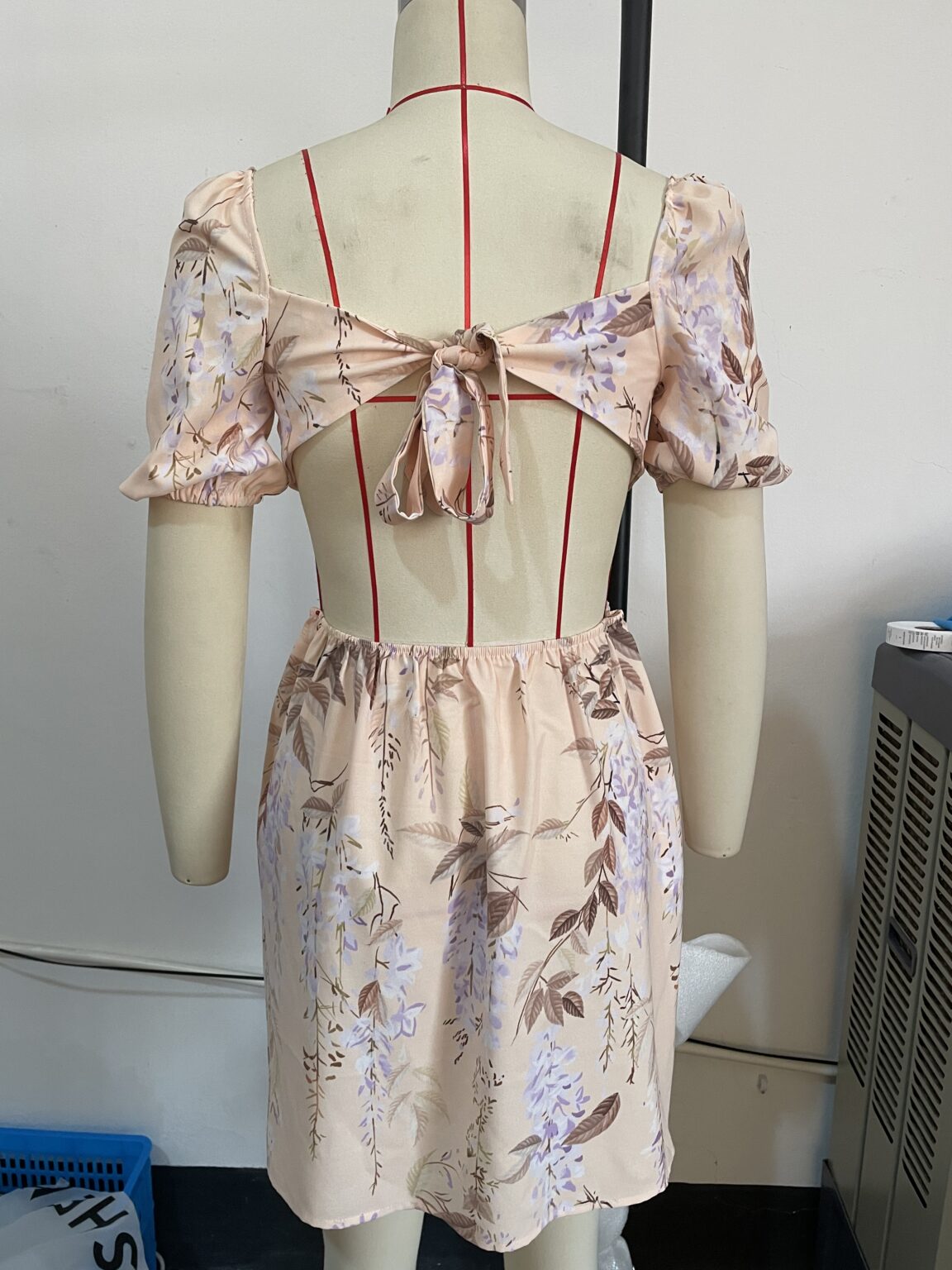 Early Spring Holiday Backless Bow Elastic Waist Floral Dress for Women - Image 4
