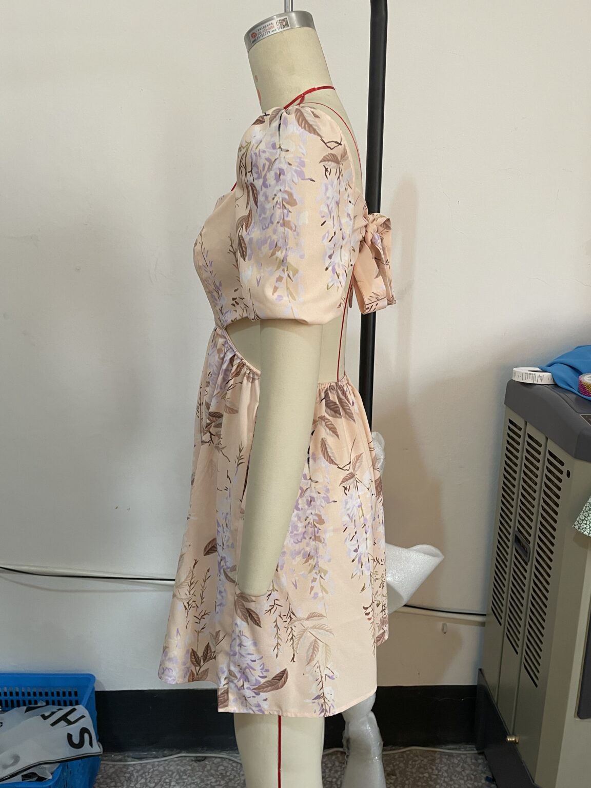 Early Spring Holiday Backless Bow Elastic Waist Floral Dress for Women - Image 6
