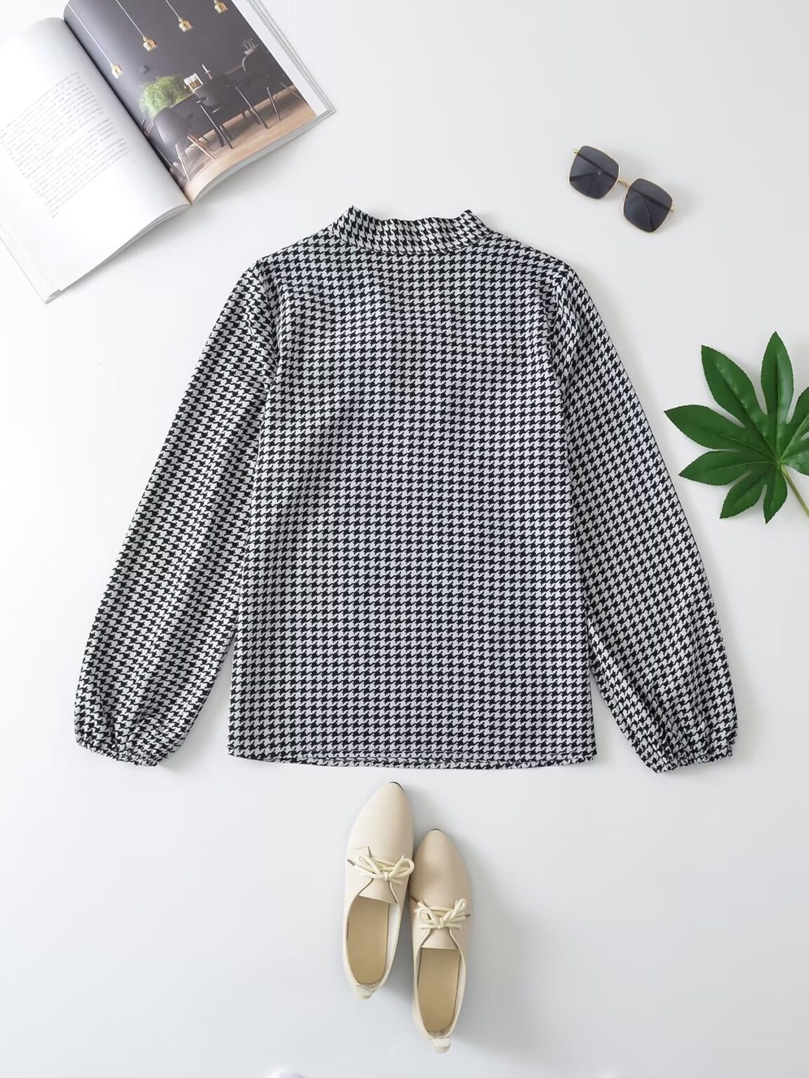 Bow Black White Plaid Fleece Shirt Women Long Sleeve Warm Winter Fresh Student Shirt - Image 2
