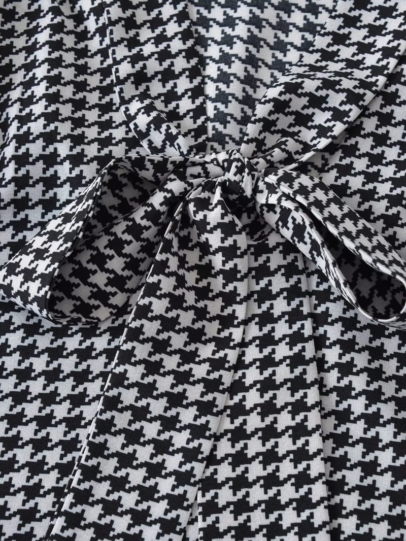 Bow Black White Plaid Fleece Shirt Women Long Sleeve Warm Winter Fresh Student Shirt - Image 4