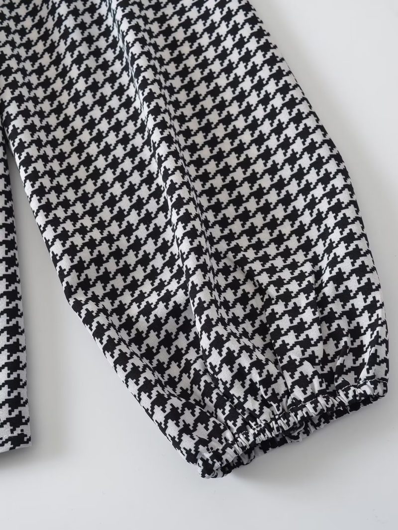 Bow Black White Plaid Fleece Shirt Women Long Sleeve Warm Winter Fresh Student Shirt - Image 5