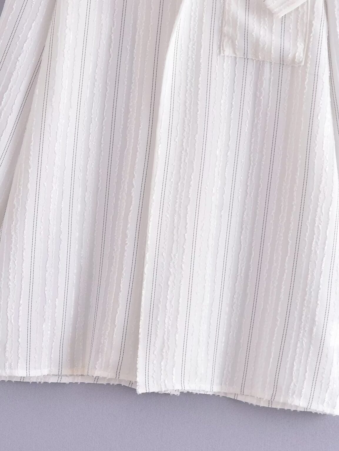 Loose Lazy Missing Mid Length White Striped Shirt Long Sleeve Top Women - Image 3