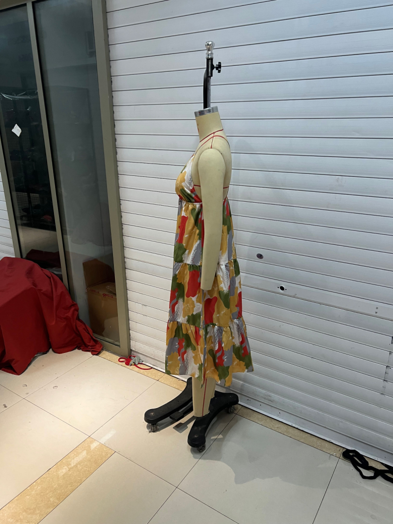 Vacation Maxi Dress Summer Sexy V neck Design Color Printed Sling Floral Dress - Image 4