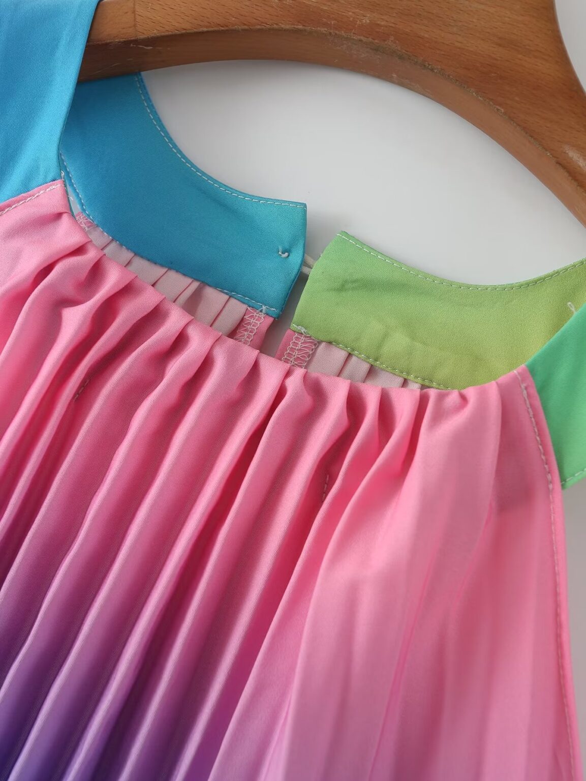 Color Stripes Pleated Women Clothing Summer Holiday Sleeveless round Neck - Image 6