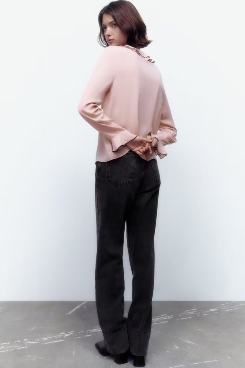 Women Loose Shirt Street Hipster Ruffled Buckle Shirt - Image 2