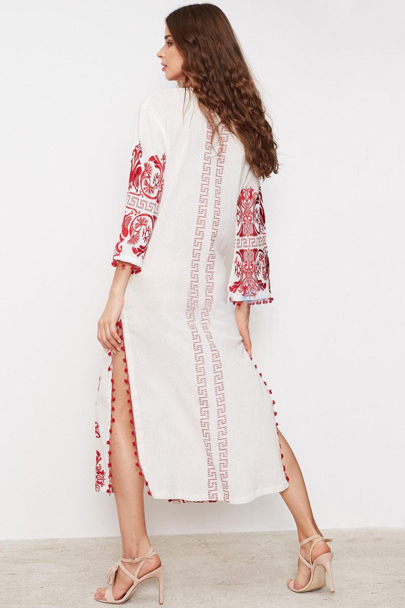Women  Spring and Summer New Bohemian Vacation Chinese Style Design Embroidered Temperament Split Dress - Image 3