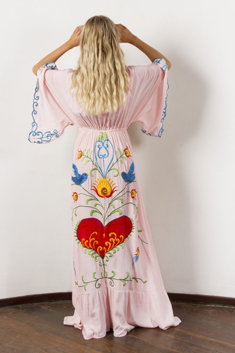 Women Spring Summer Bohemian Flower Embroidery Hollow Tassel Decoration Vintage Style Goddess Long Dress - Image 2