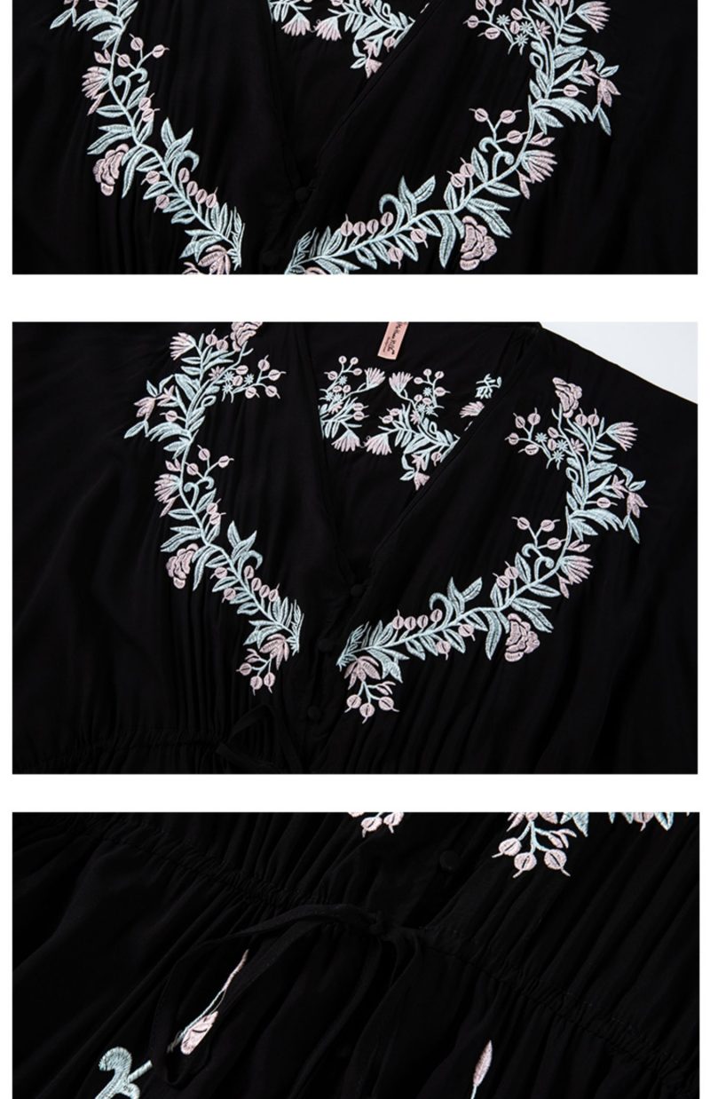 Women  Spring and Summer Bohemian Flower Embroidered Vintage Goddess Dress - Image 4