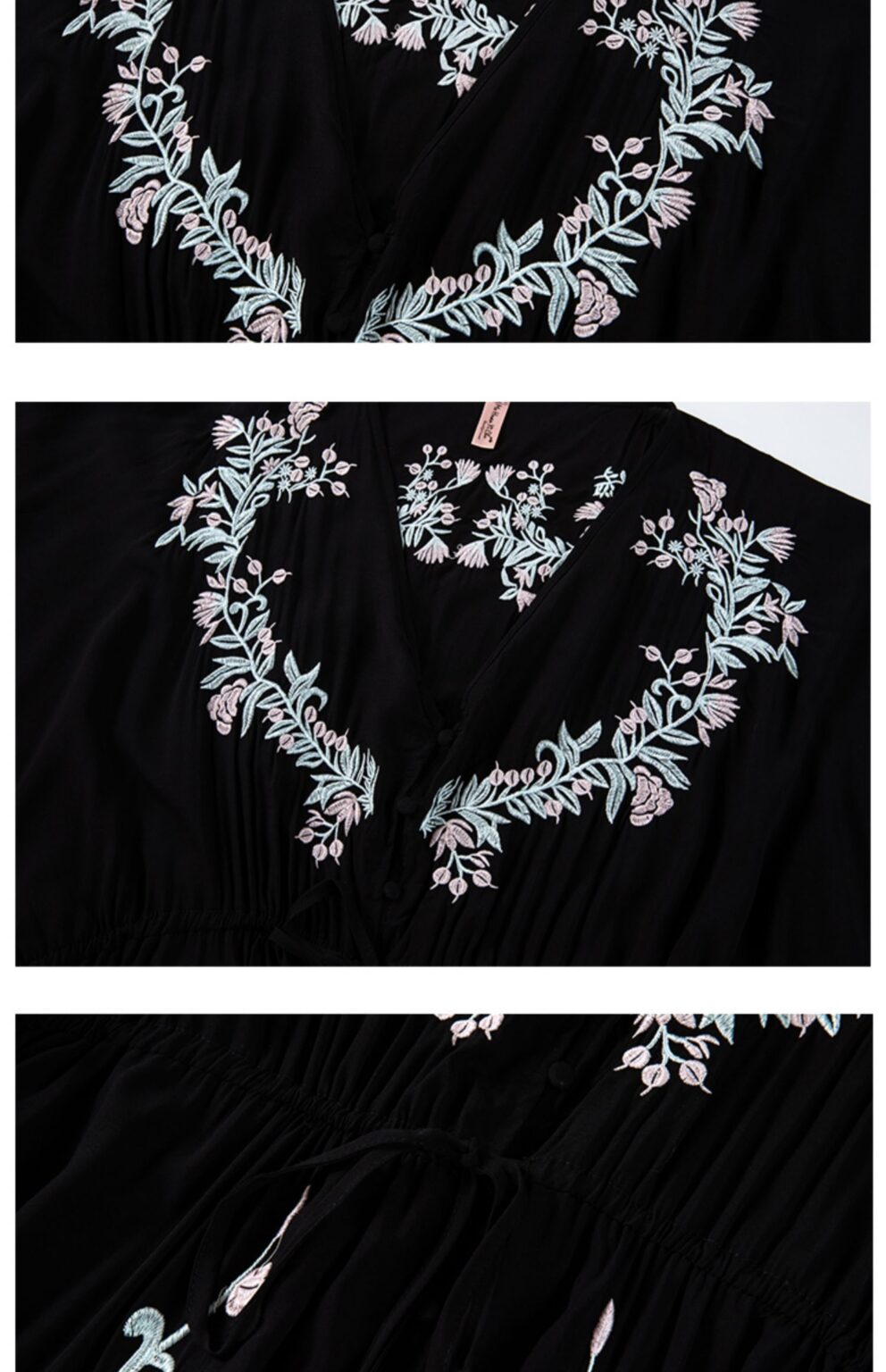 Women  Spring and Summer Bohemian Flower Embroidered Vintage Goddess Dress - Image 4