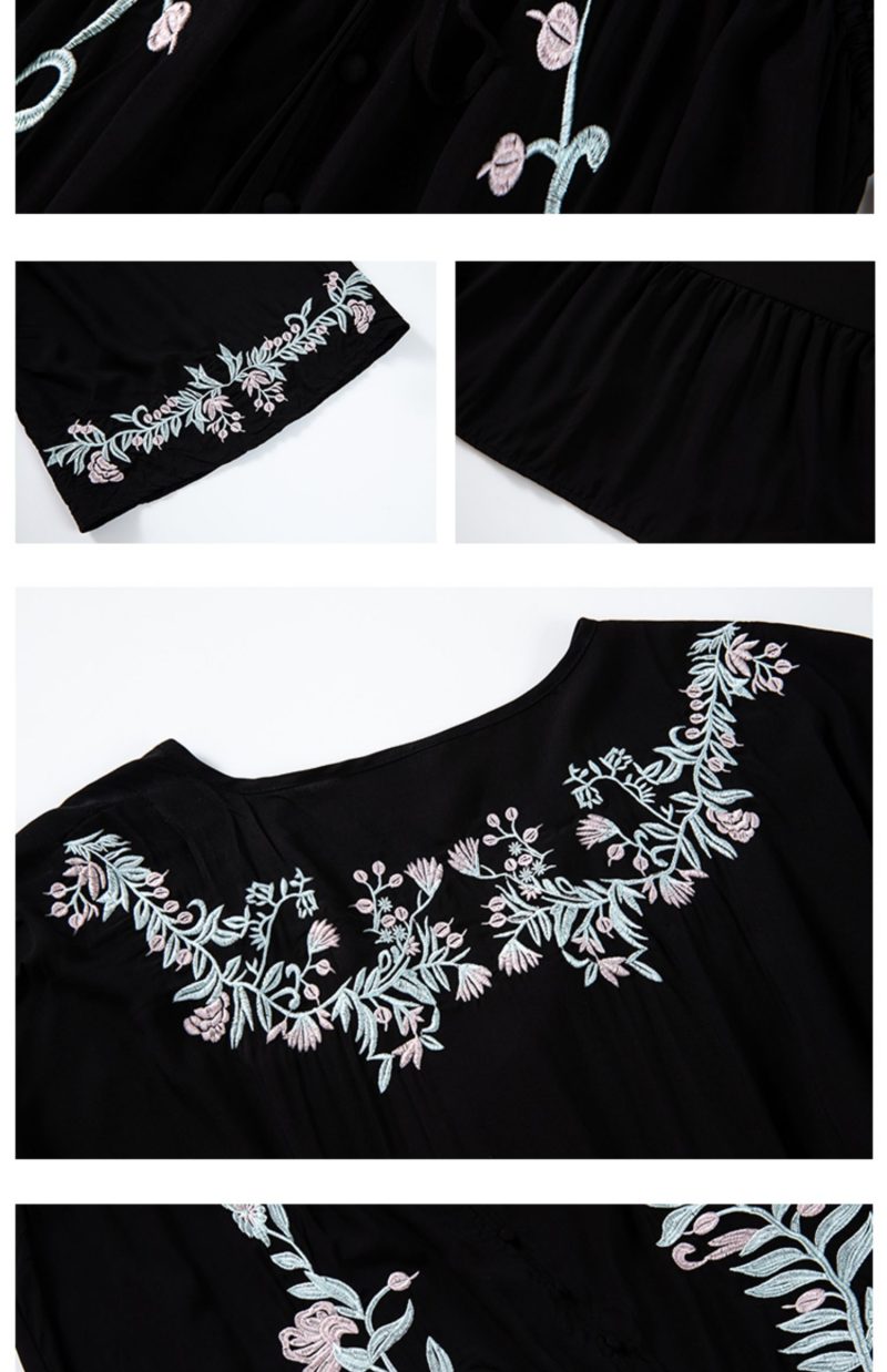 Women  Spring and Summer Bohemian Flower Embroidered Vintage Goddess Dress - Image 5