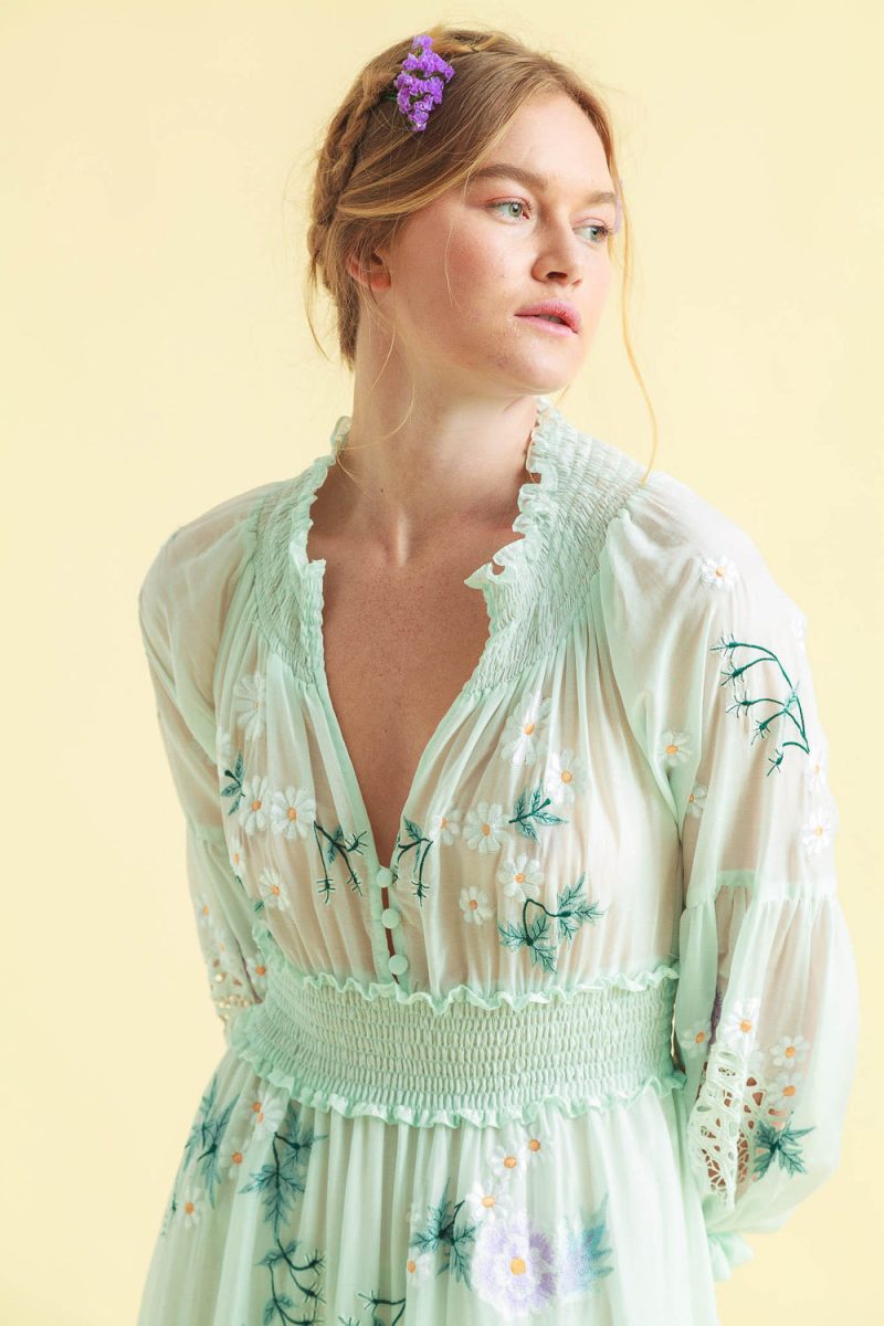 Women Spring And Summer Bohemian Holiday Flower Embroidery Hollow Tassel Decoration Retro Styling Goddess Dress - Image 10