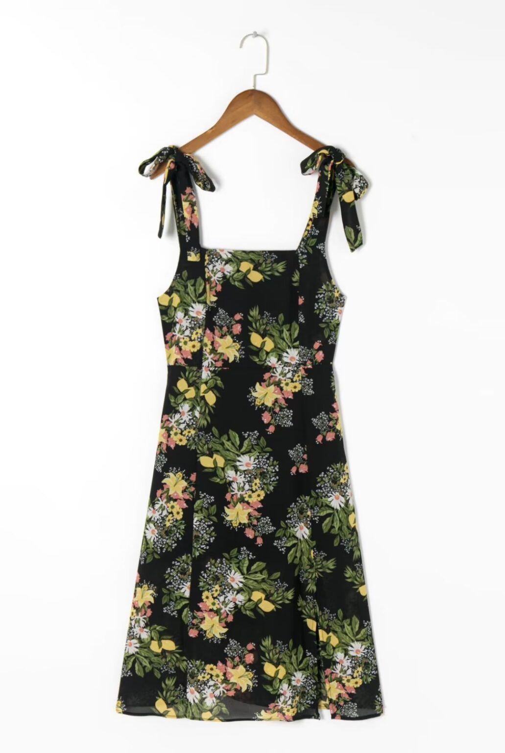 Summer Wind Women Small Floral Print Side Slit Strap Dress - Image 2