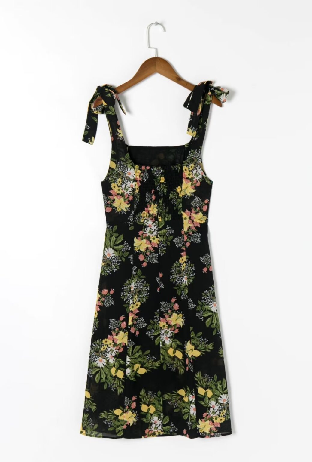 Summer Wind Women Small Floral Print Side Slit Strap Dress - Image 3