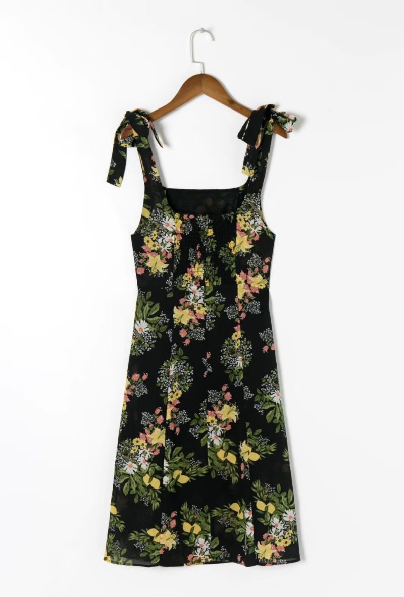 Summer Wind Women Small Floral Print Side Slit Strap Dress - Image 3