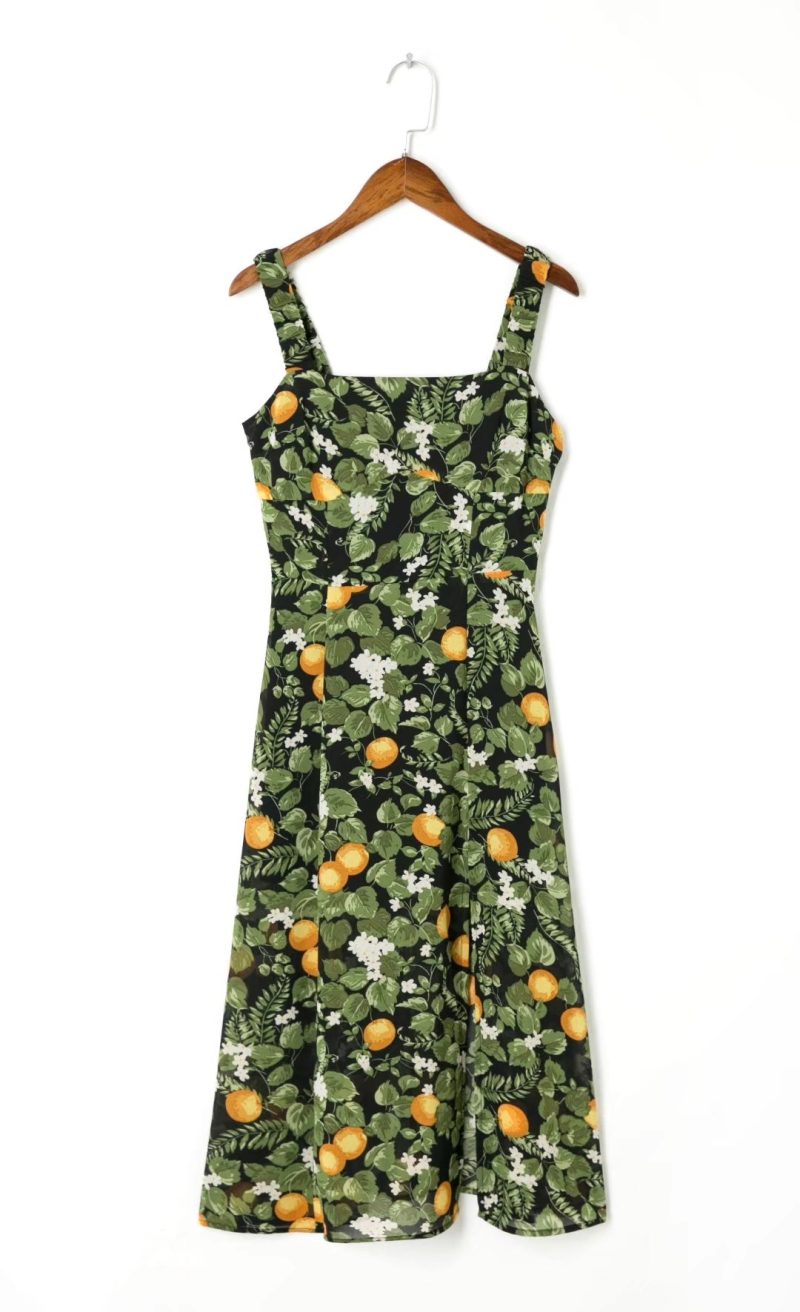 Lightly Mature Tube Top Floral Slip Dress Summer Tight Waist Seaside Holiday Split Dress - Image 2