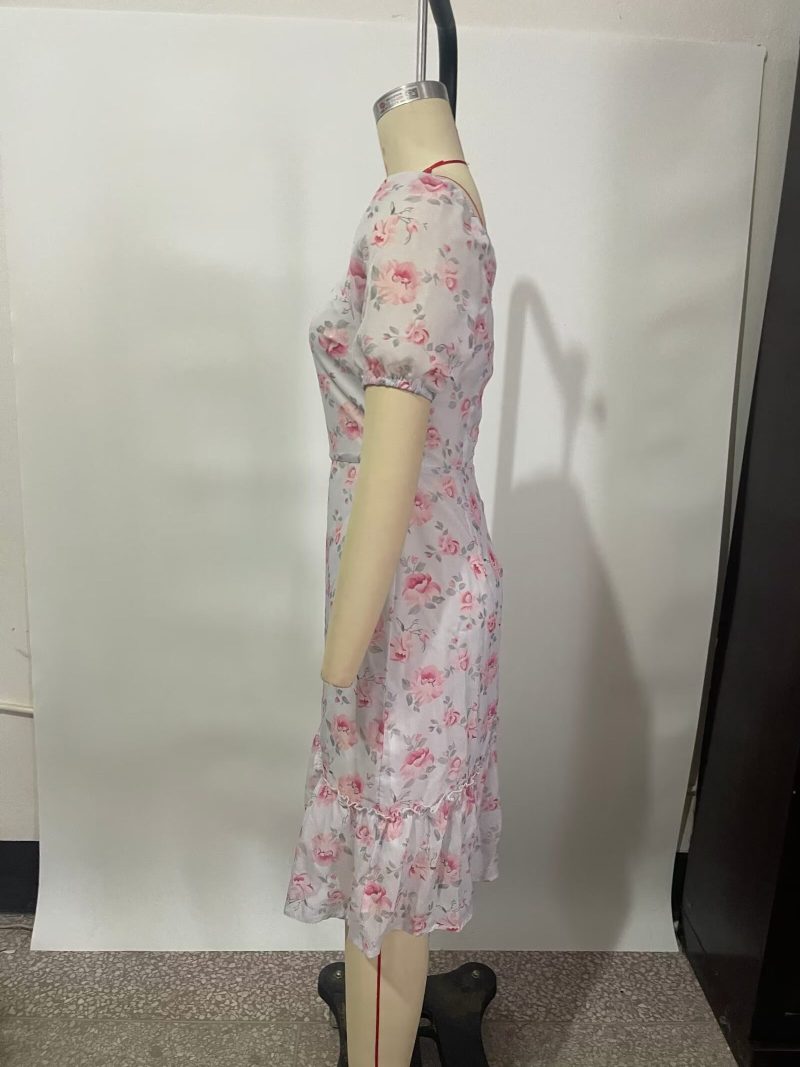 Fit Slimming Mid Length Ruffled Dress Women - Image 5