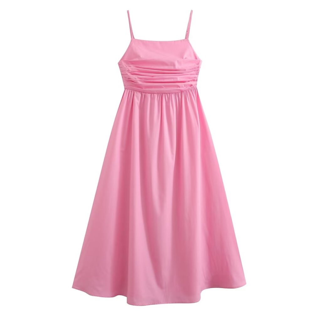 Summer Green Strap Mid Length Dress Women Clothing - Image 2