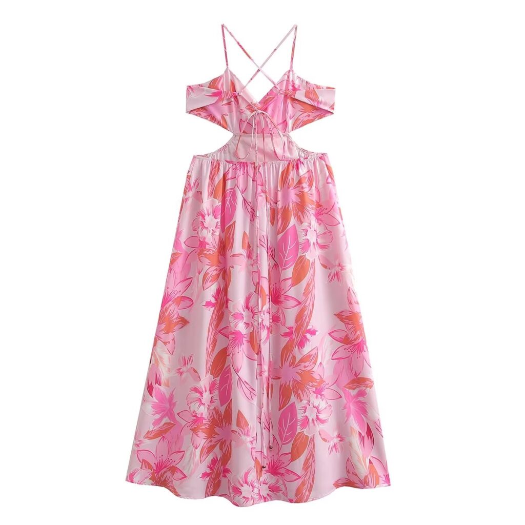 Spring Printed Sexy Split Sling Dress - Image 2