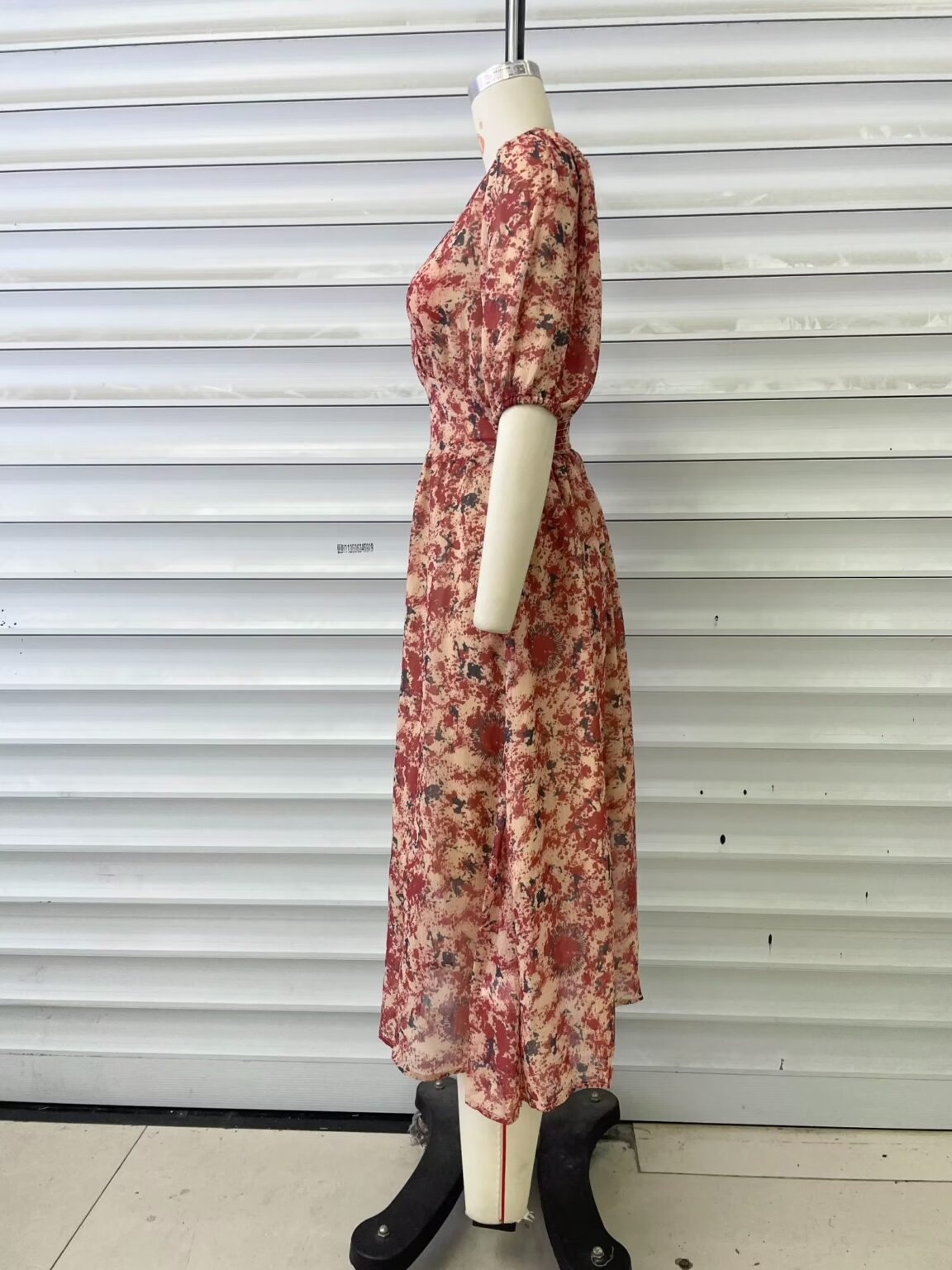 Women Clothing V neck Printed Lace up Waist Controlled Dress Maxi Dress - Image 4