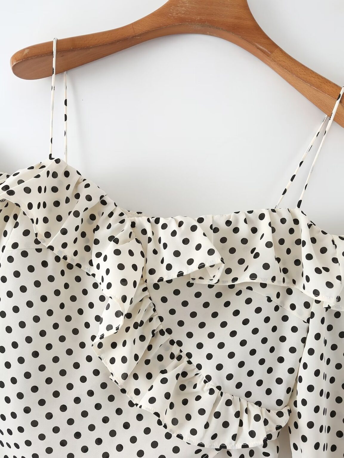 Autumn Urban Casual Korean Women  Polka Dot Pullover Boat Neck off the Shoulder Strap Shirt - Image 5