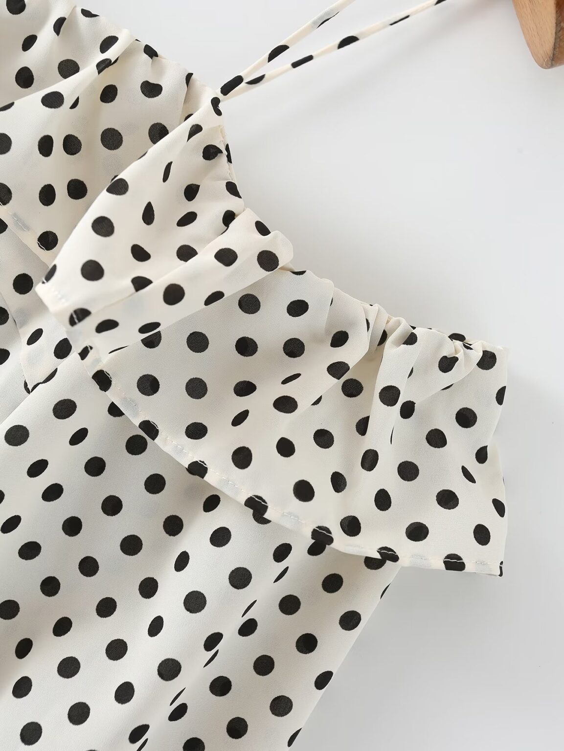Autumn Urban Casual Korean Women  Polka Dot Pullover Boat Neck off the Shoulder Strap Shirt - Image 8