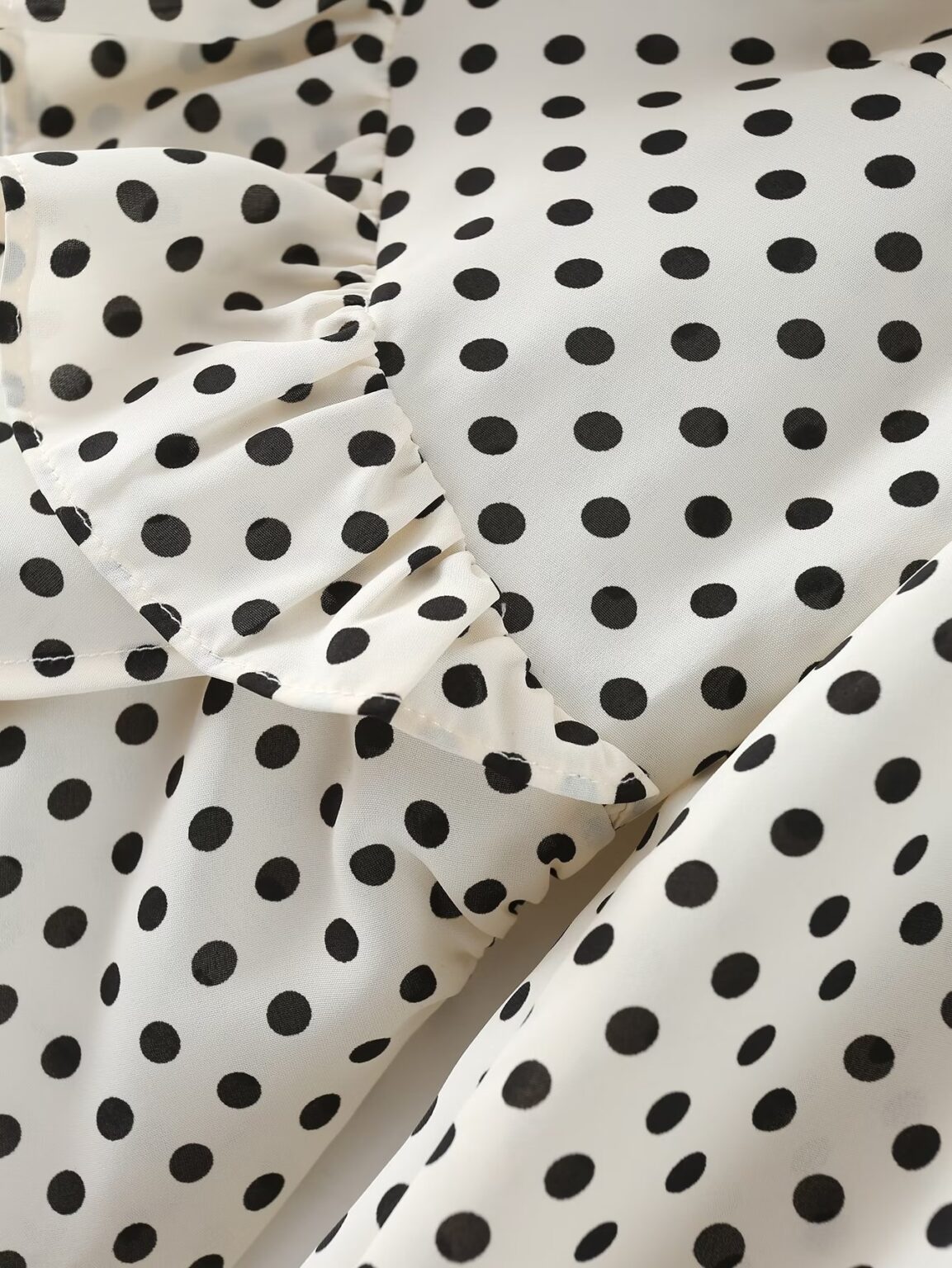 Autumn Urban Casual Korean Women  Polka Dot Pullover Boat Neck off the Shoulder Strap Shirt - Image 9