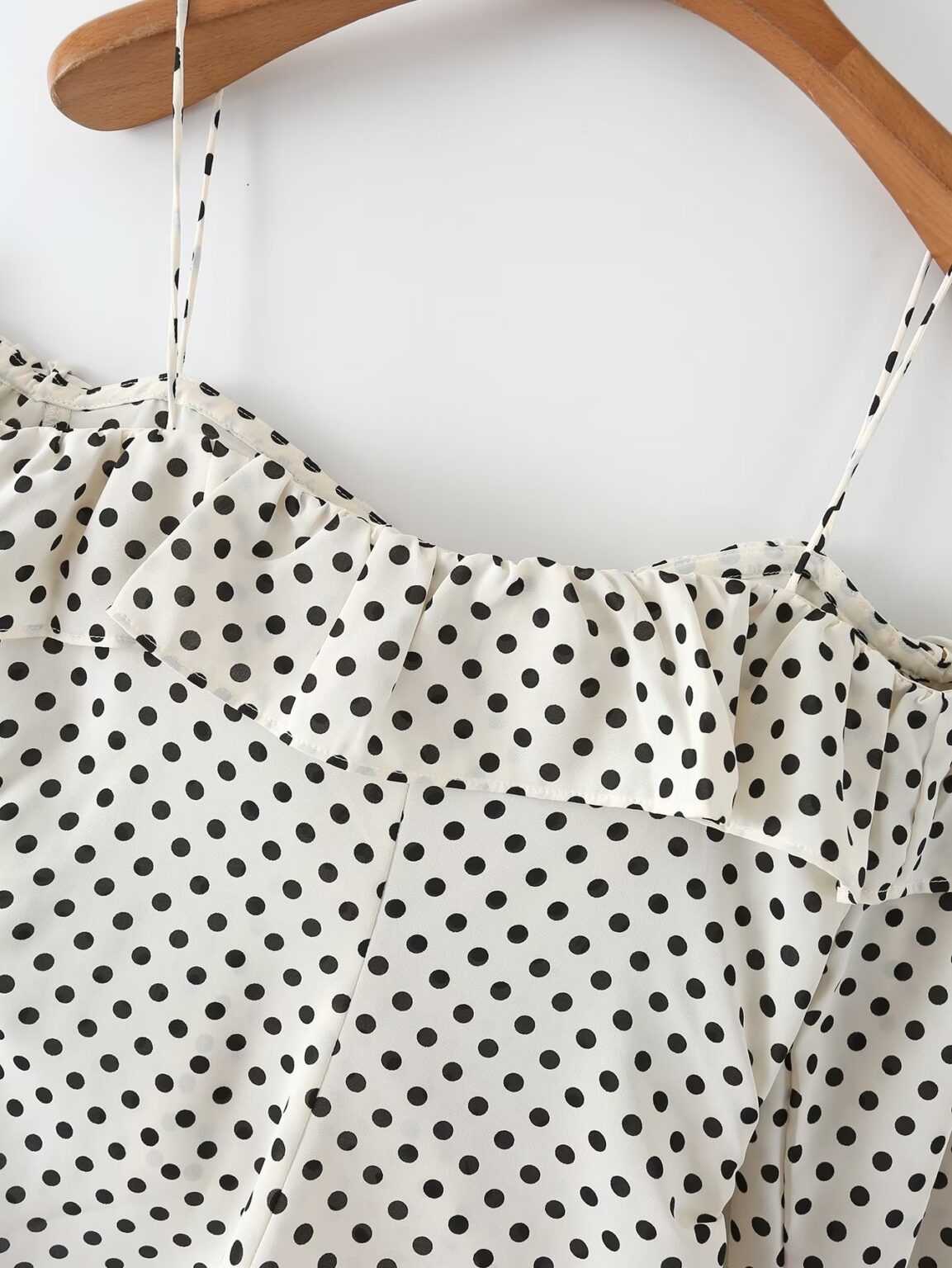 Autumn Urban Casual Korean Women  Polka Dot Pullover Boat Neck off the Shoulder Strap Shirt - Image 10
