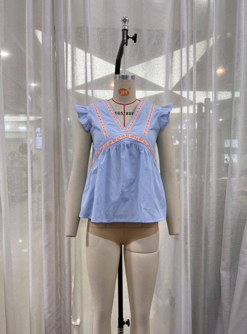 Autumn Winter Elegant Women  Wear V neck Design Ethnic Embroidered Lace Shirt - Image 3