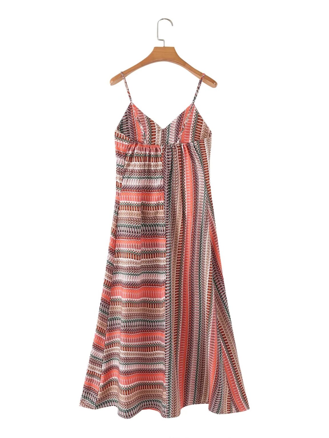 Geometric Abstract Print Sweetheart Neckline Spaghetti Strap Dress - Image 2