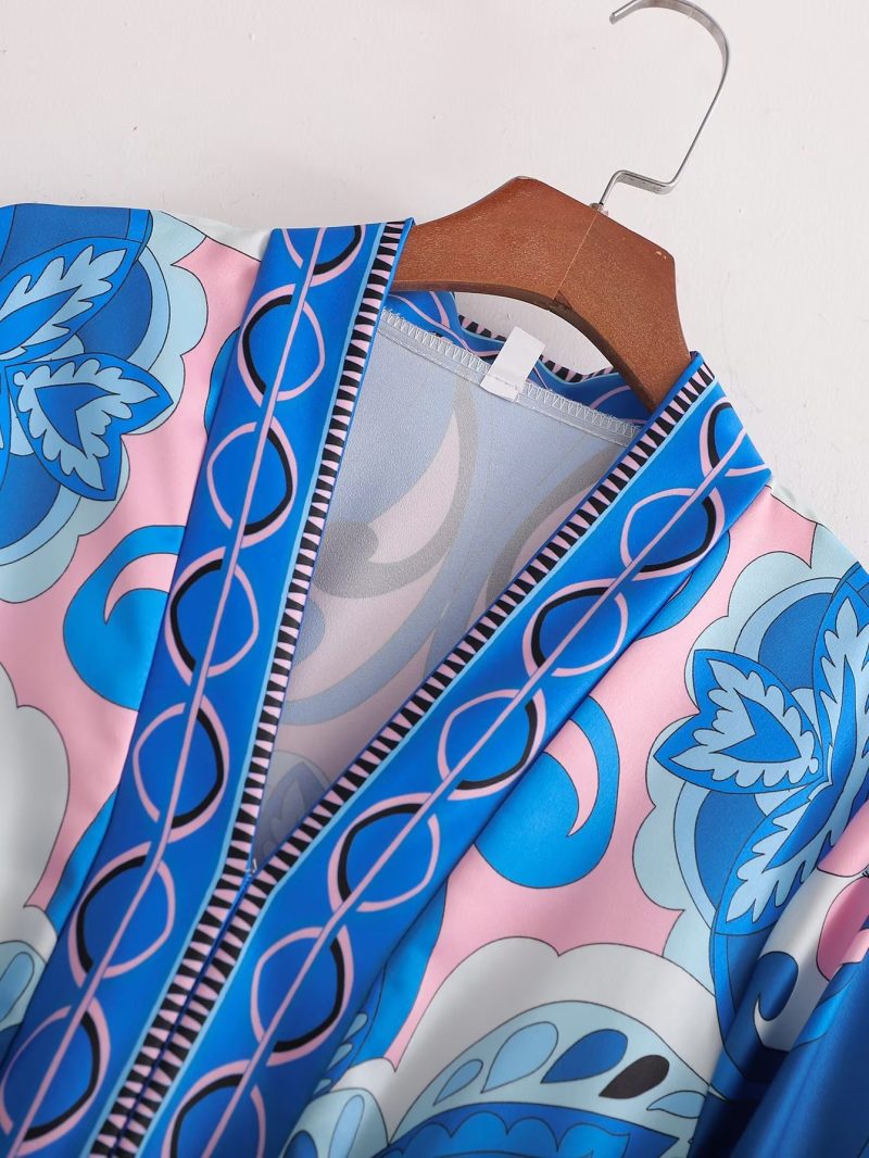 Autumn Women Clothing Long Sleeve V neck Positioning Floral Dress - Image 3
