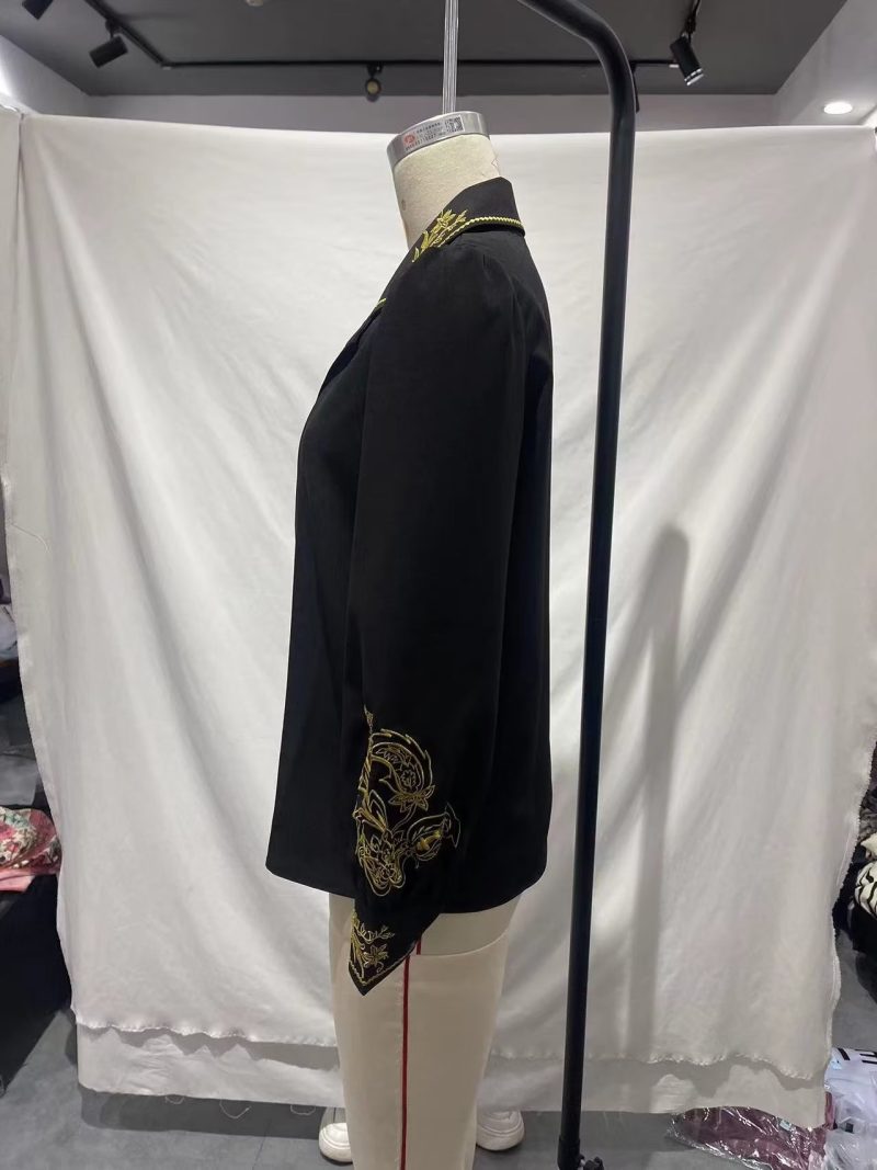 Spring Collar Machine Embroidery Chiffon Shirt Blouse Western - Image 4