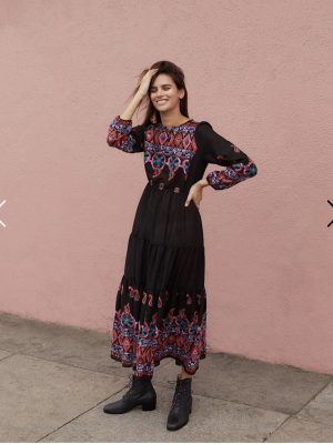 Women  Spring and Summer New Bohemian Style Minor Heavy Industry Embroidered Bohemian Vacation Style Dress Long Dress