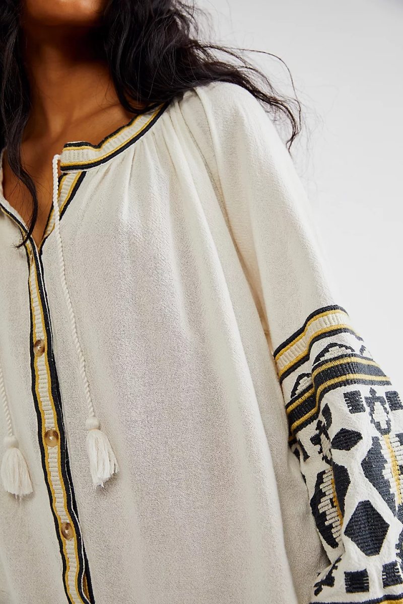 Women  Spring and Summer Elegant Vacation National Embroidered Loose Cardigan Dress - Image 3