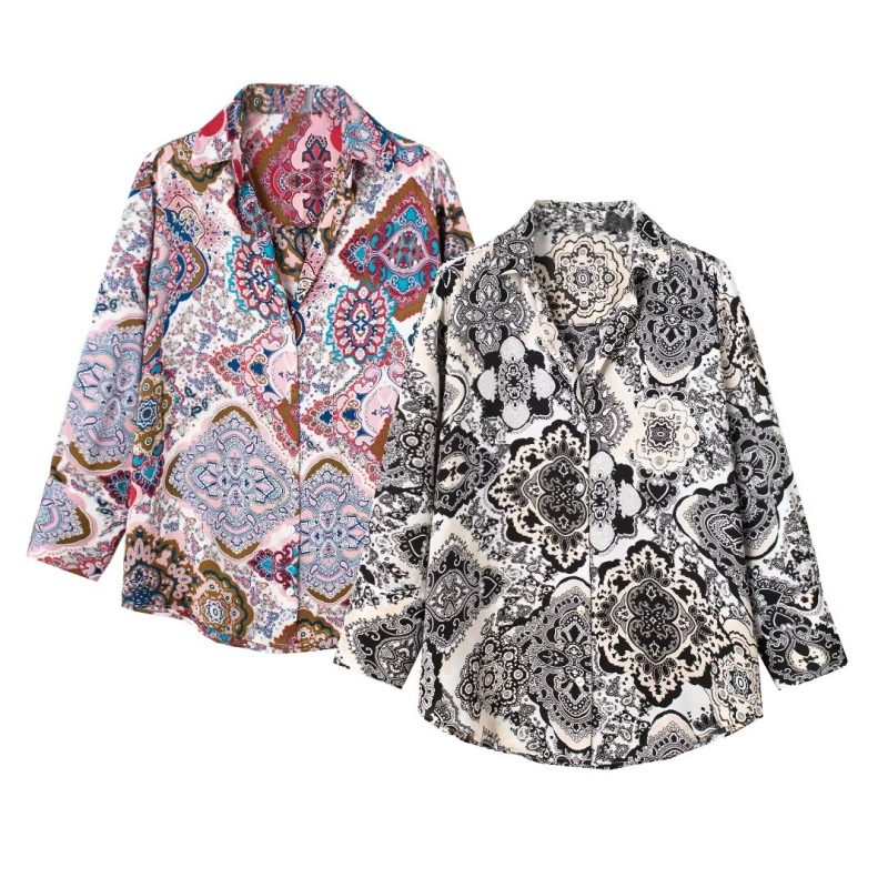 Fall Women Clothing Wild Slimming Silk Satin Texture Long Sleeve Vertical Shirt - Image 5