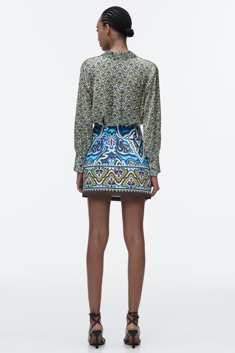 Autumn Women  Long Sleeve Geometric Abstract Pattern Printed Shirt - Image 3