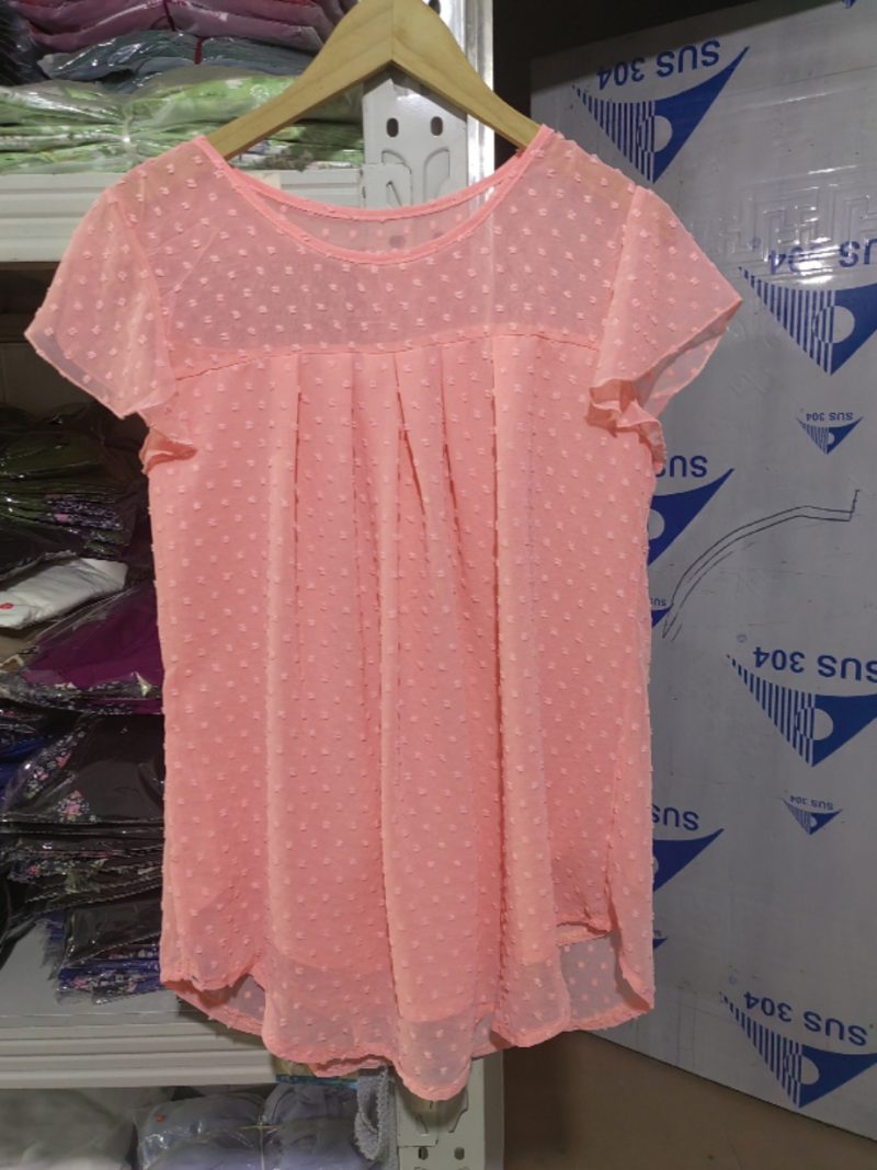 Women Summer Flying Sleeves Chiffon Shirt round Neck Dovetail Top T shirt - Image 4