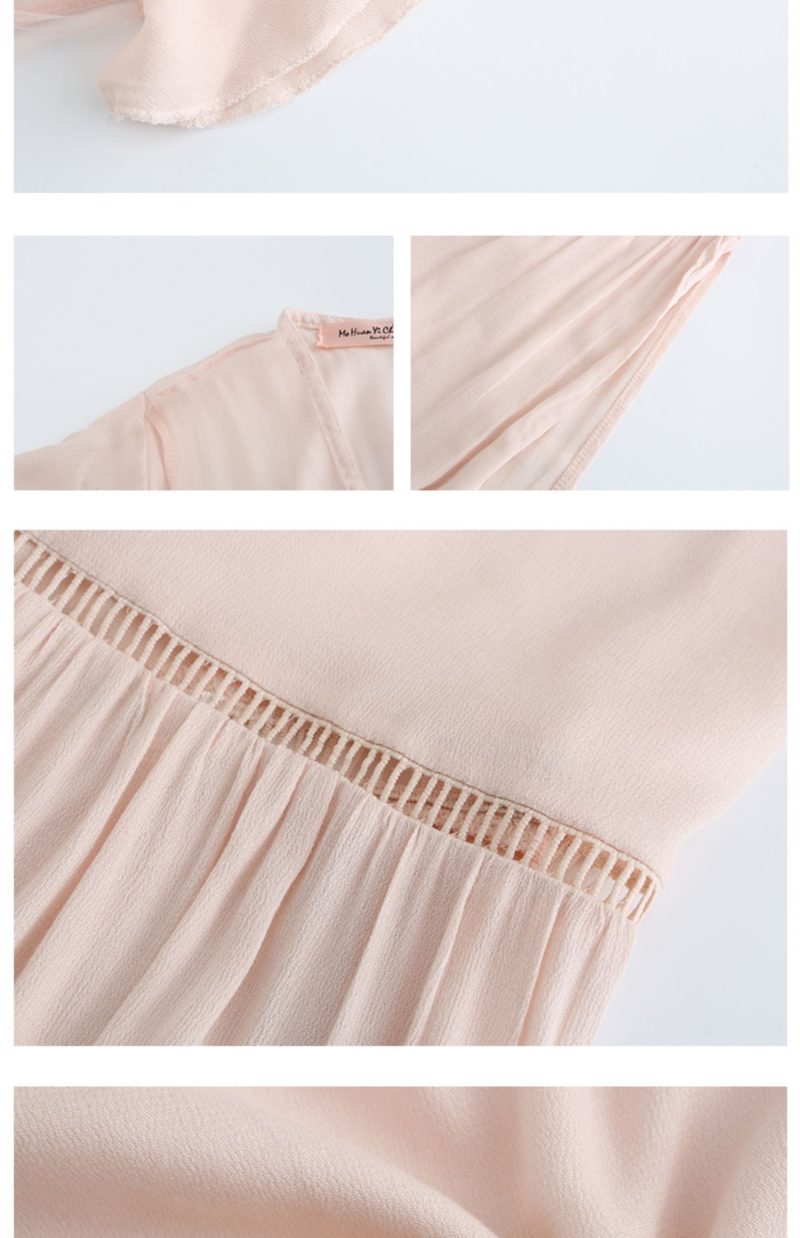 Women Summer Color Flower Embroidery Perspective Belted Big Dress Goddess Fan Dress - Image 3