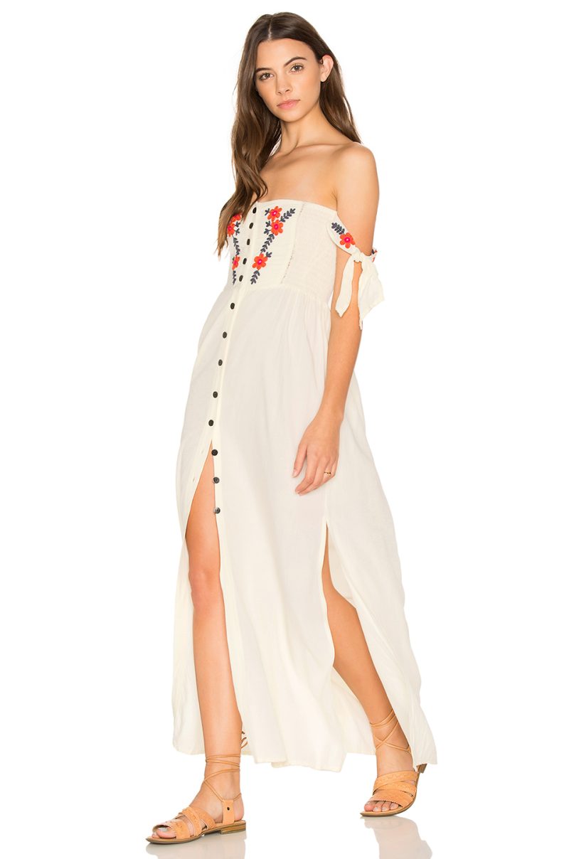 Women  Summer New Bohemian Vacation Embroidered Dress Collar Shoulder Hanging Long Dress - Image 2