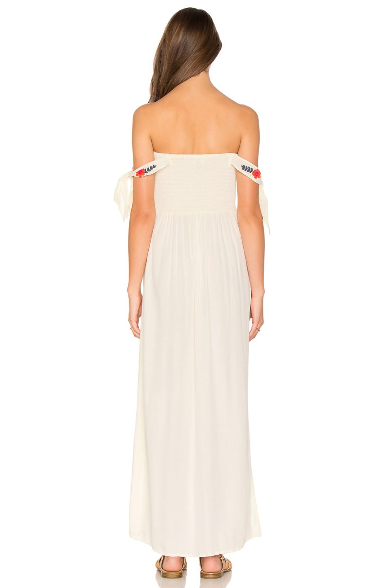 Women  Summer New Bohemian Vacation Embroidered Dress Collar Shoulder Hanging Long Dress - Image 3