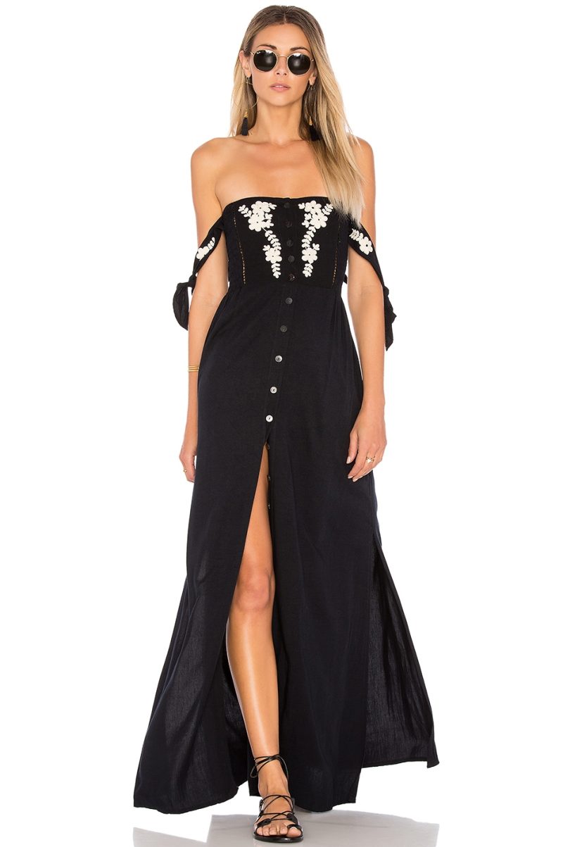 Women  Summer New Bohemian Vacation Embroidered Dress Collar Shoulder Hanging Long Dress - Image 4